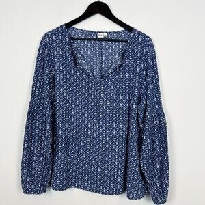 GAP Women's Blue 100% Cotton Balloon Sleeve Blouse Size XXL